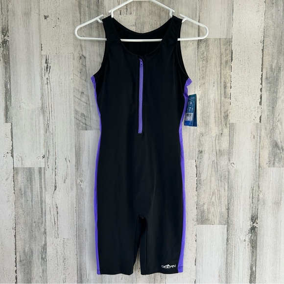 Dolphin Other - DOLPHIN Aquashape Black Purple Colorblock NEW Unitard Swimsuit 8